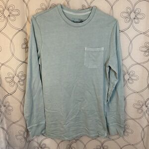 Men's Crewneck Long Sleeve T-Shirt - Goodfellow & Co Light Aqua Blue Size Medium